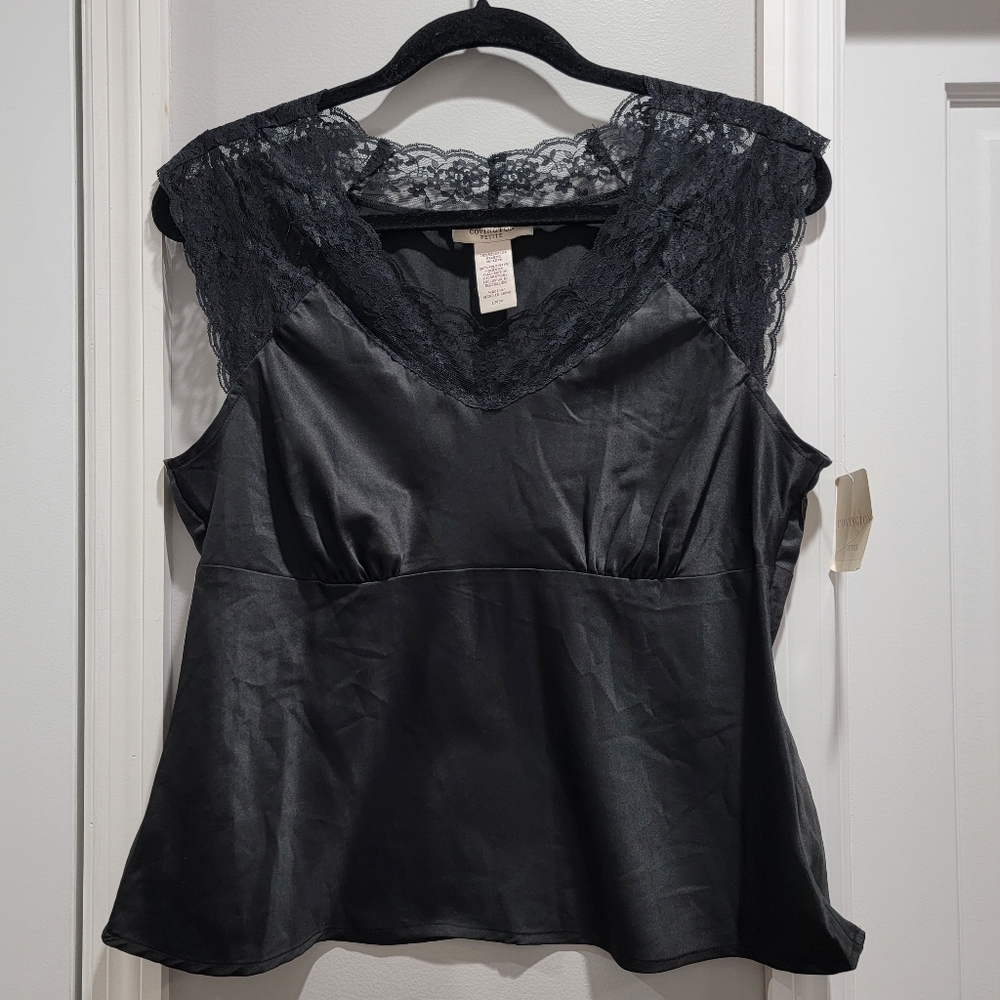 Covington Petite Lace Camisole Blouse with Hidden Zipper